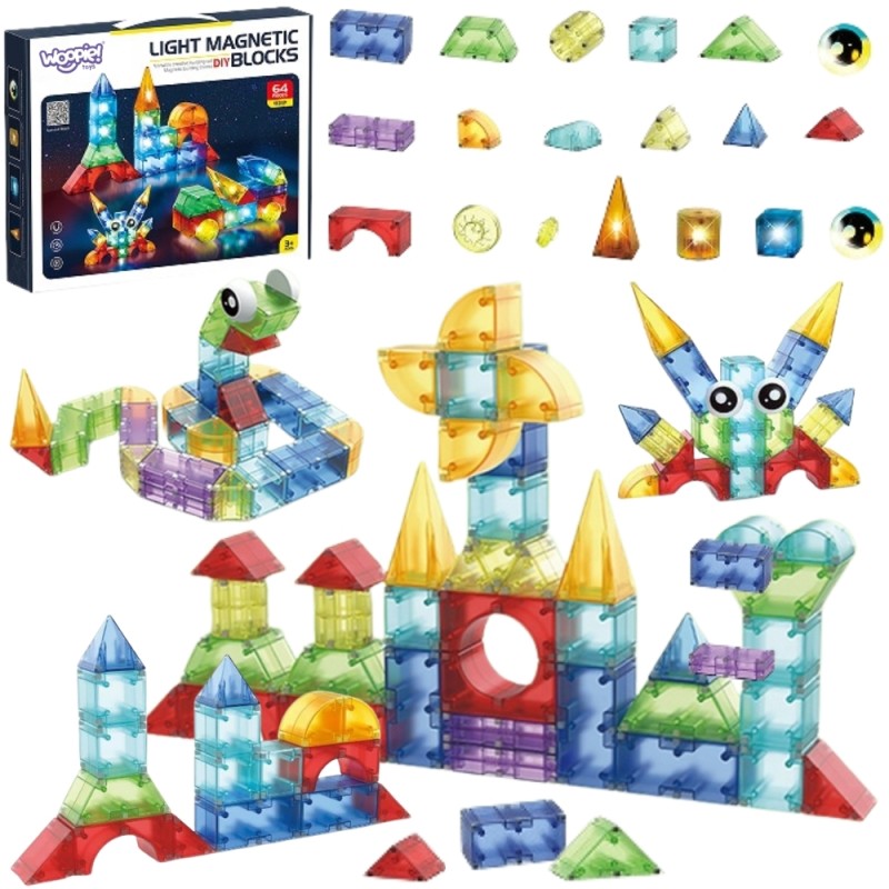 WOOPIE Vzdelávacia Magnetická 3D Stavebnica 63 ks.