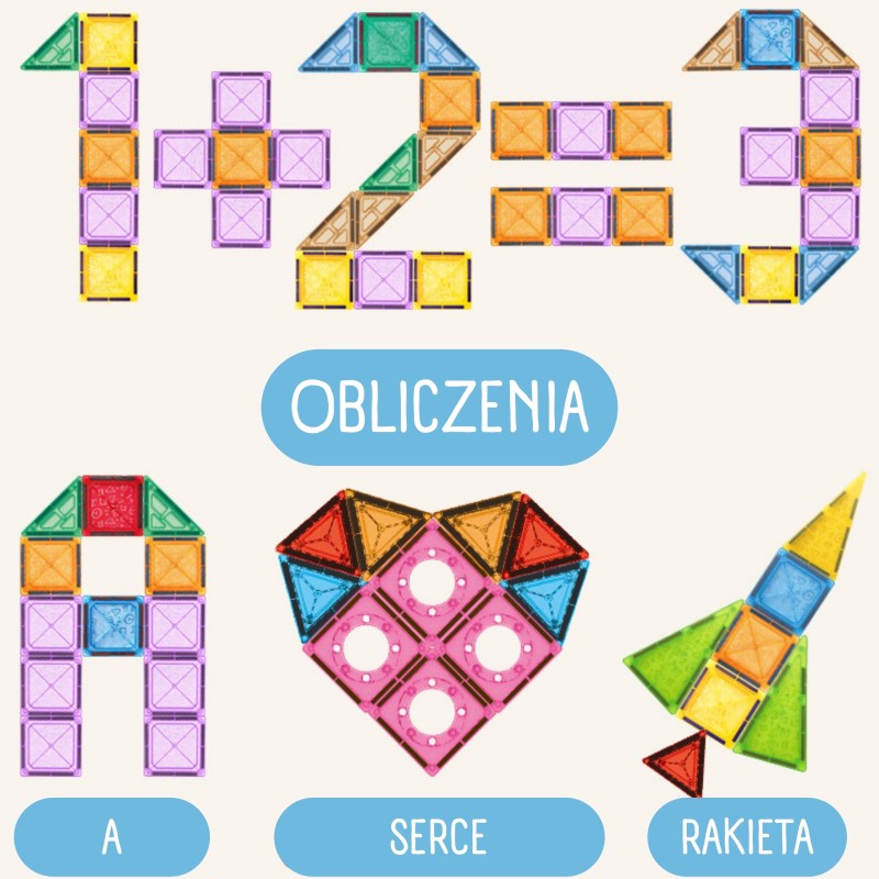 WOOPIE Klocki Magnetyczne Konstrukcyjne 3D Zestaw Edukacyjny Zamek Pojazdy110el..