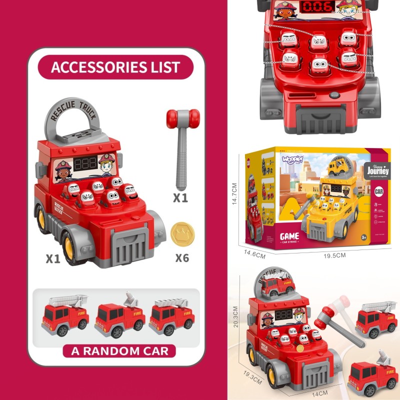 WOOPIE Hra Zatĺkačka s Kladivkom - Hasičské Auto