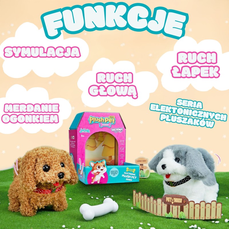 WOOPIE Interaktívny Plyšový Psík s Kostičkou - Pudlík