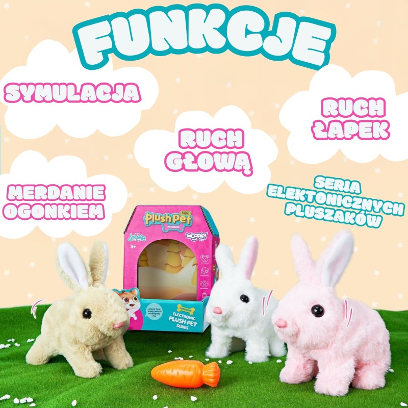 WOOPIE Interaktívny zajačik s mrkvičkou | Chodí, hýbe ušami a vydáva zvuky