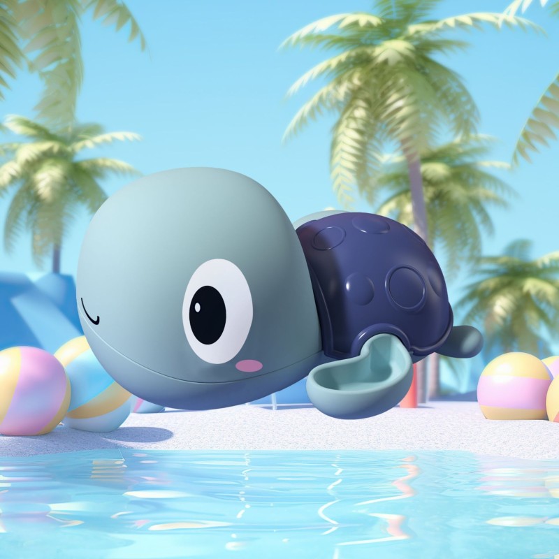 Woopie Naťahovacia korytnačka do vane | Plávajúca hračka do vody Modrá