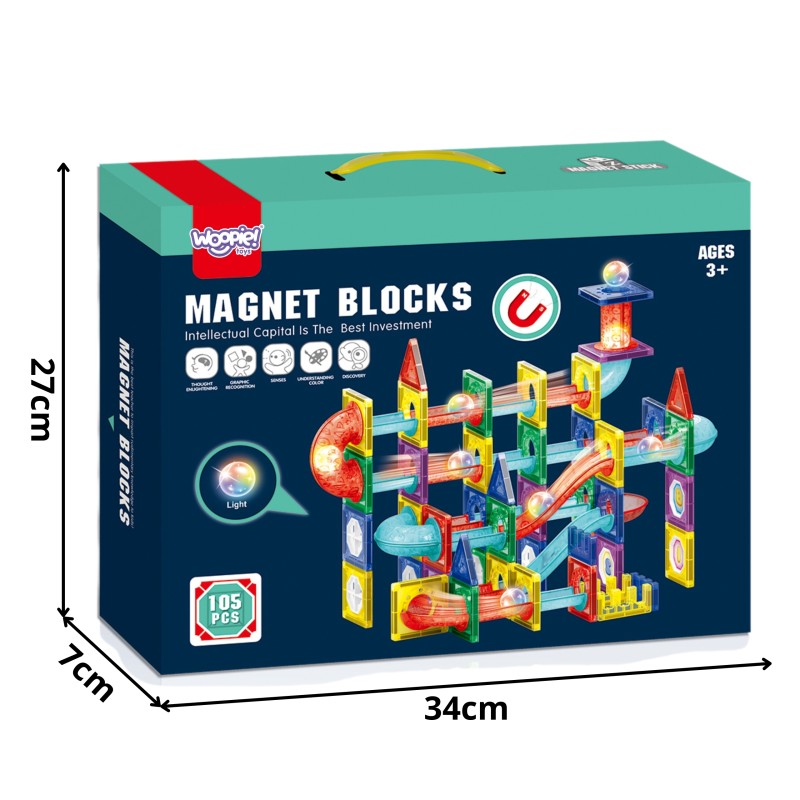 WOOPIE Konštrukčná Magnetická Stavebnica 3D Guličková Dráha 105 ks.