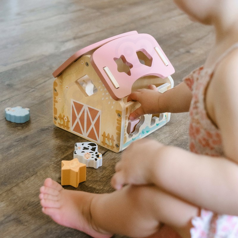WOOPIE GREEN Drewniana Farma Sorter Kształtów i Kolorów 13 el.
