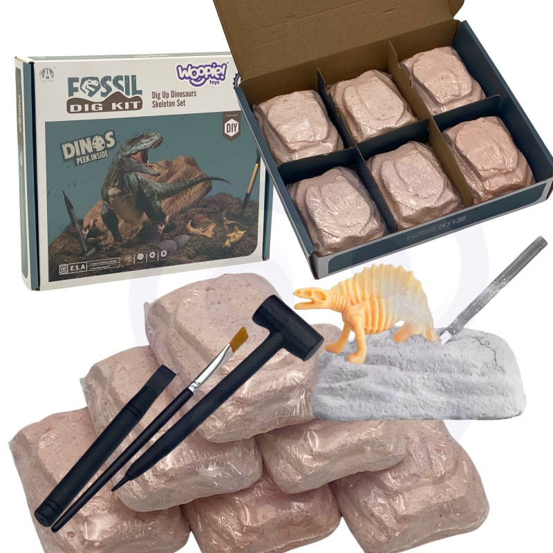 WOOPIE Wykopaliska Dinozaurów Losowych 6 Figurek Szkieletów Dinozaurów