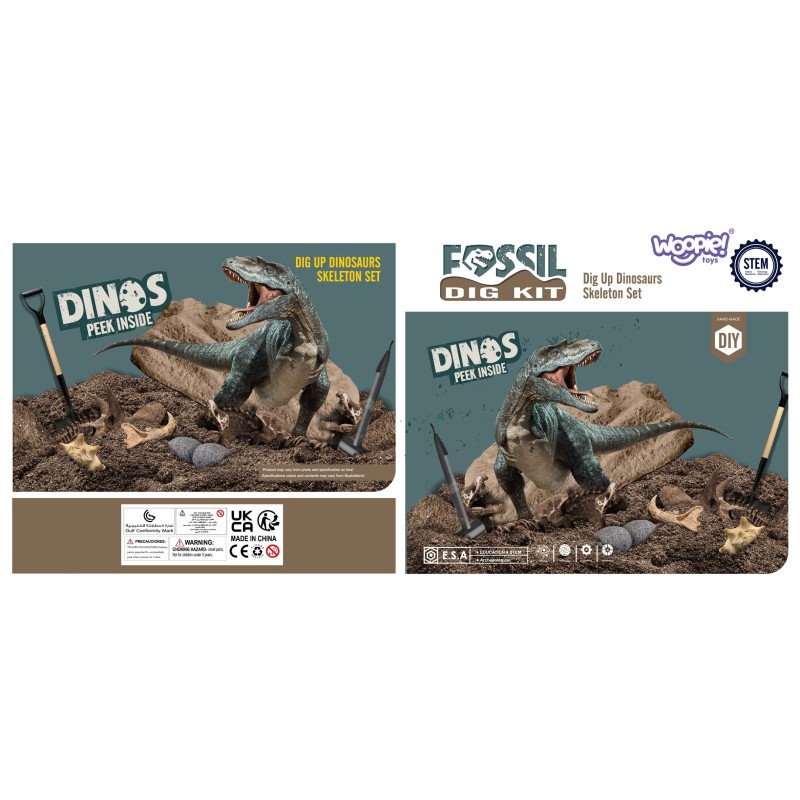 WOOPIE Wykopaliska Dinozaurów Losowych 6 Figurek Szkieletów Dinozaurów
