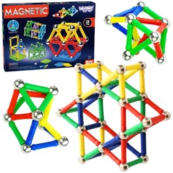 WOOPIE Magnetická stavebnica Paličky a guličky | Konštrukčná sada 58 ks