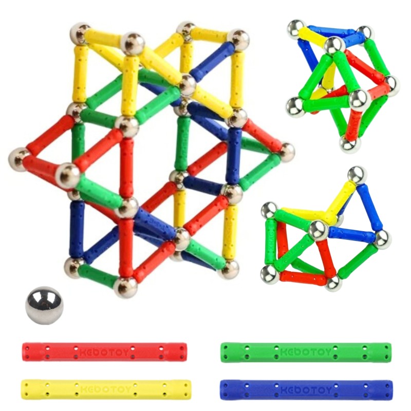 WOOPIE Magnetická stavebnica Paličky a guličky | Konštrukčná sada 58 ks