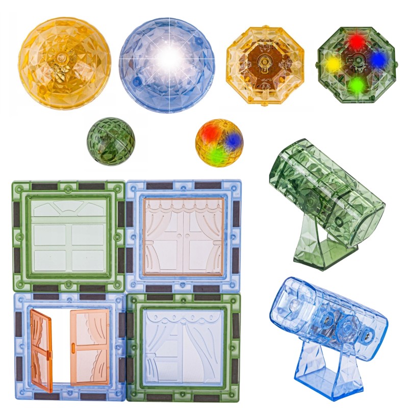 WOOPIE Svietiaca magnetická stavebnica Dinopark | Veľká sada Jurský svet 124 ks