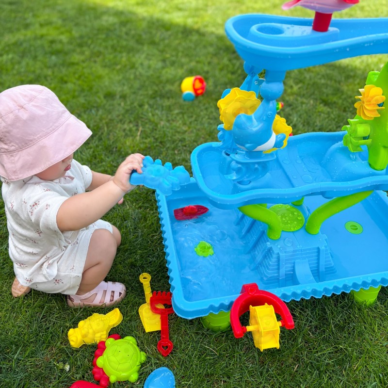 WOOPIE Stolik Wodny 4w1 Piaskownica Wodospad XL 4-Poziomowy Delfin