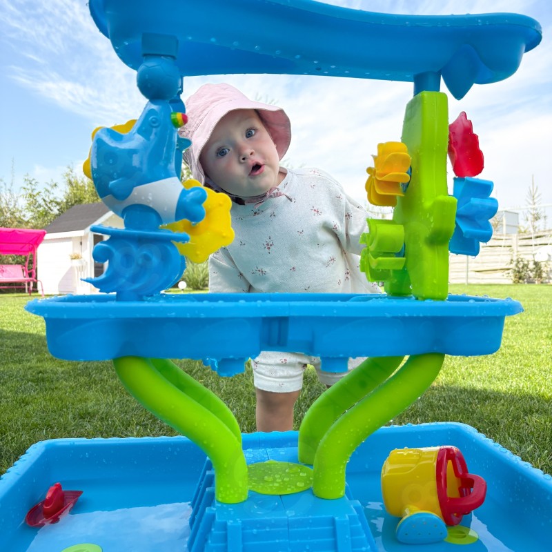 WOOPIE Stolik Wodny 4w1 Piaskownica Wodospad XL 4-Poziomowy Delfin