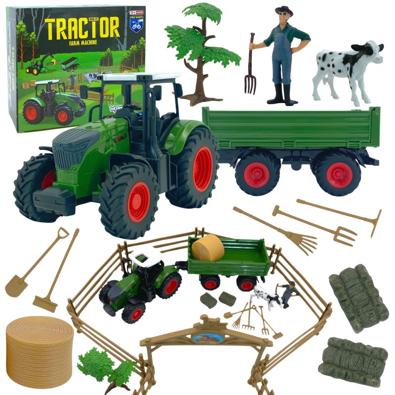 WOOPIE Zestaw Mini Farma Traktor Zwierzęta Osada Farma Rolnik 1:24