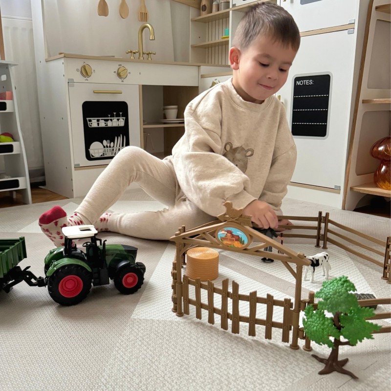 WOOPIE Zestaw Mini Farma Traktor Zwierzęta Osada Farma Rolnik 1:24