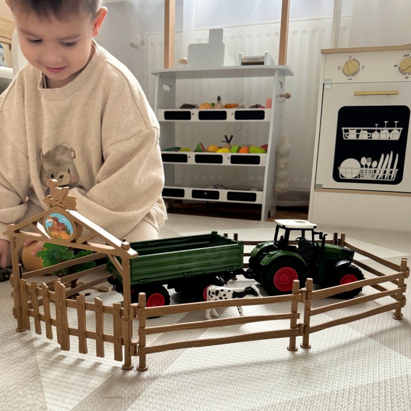 WOOPIE Zestaw Mini Farma Traktor Zwierzęta Osada Farma Rolnik 1:24