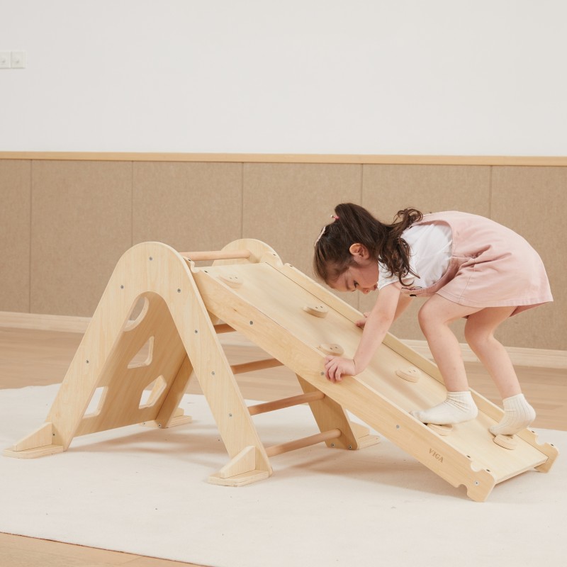 VIGA Drevená Šmykľavka a Lezecká Stena