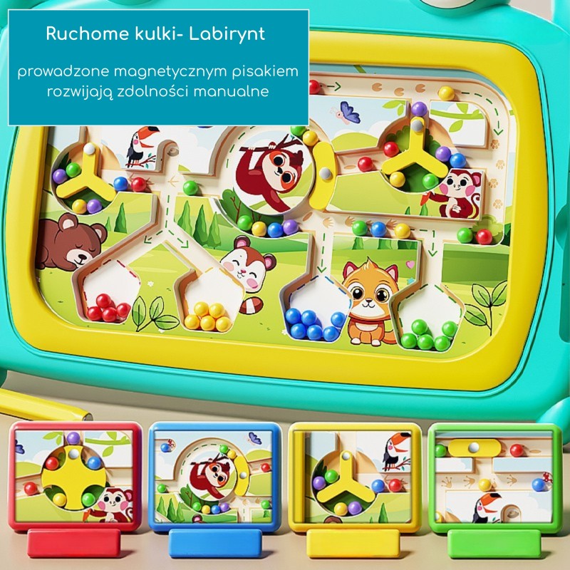 WOOPIE Montessori hračka Modrý Krab | Magnetický labyrint na triedenie guličiek