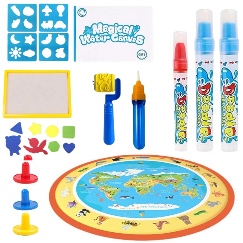 WOOPIE Magická Okrúhla Podložka na Maľovanie Vodou - ZOO 23 Dielov