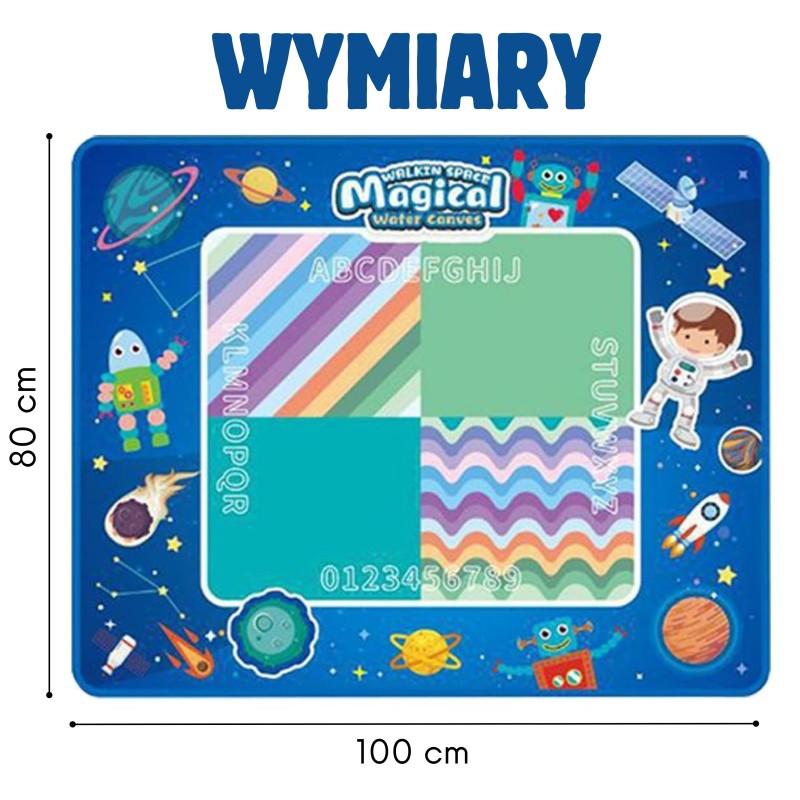 WOOPIE Svietiaca Podložka na Maľovanie Vodou 100x80cm Modrý Vesmír