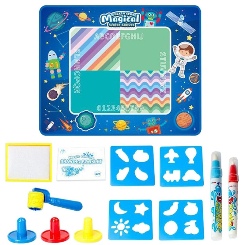 WOOPIE Svietiaca Podložka na Maľovanie Vodou 100x80cm Modrý Vesmír