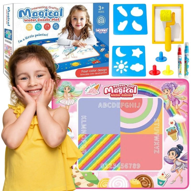 WOOPIE Svietiaca Podložka na Maľovanie Vodou 100x80cm Ružové Víly