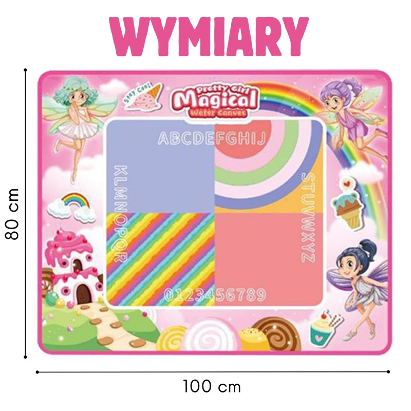 WOOPIE Svietiaca Podložka na Maľovanie Vodou 100x80cm Ružové Víly