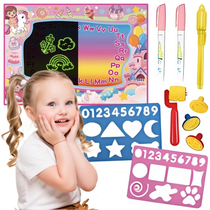 WOOPIE Svietiaca Podložka na Maľovanie Vodou 100x70cm