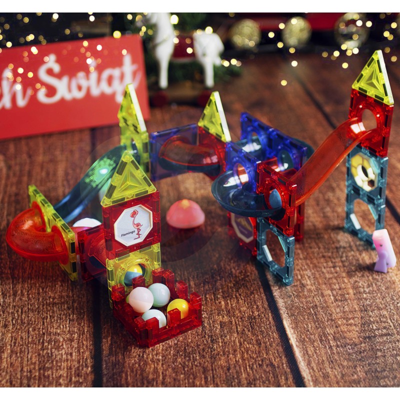 WOOPIE Klocki Magnetyczne Tor Kulkowy Świetlny Kulodrom 75 el.