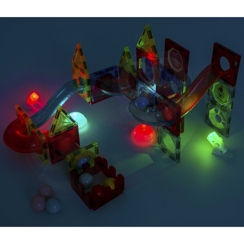 WOOPIE Klocki Magnetyczne Tor Kulkowy Świetlny Kulodrom 75 el.