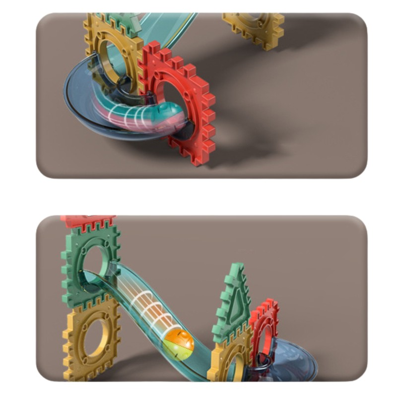 WOOPIE Klocki Konstrukcyjne 3D Zestaw Edukacyjny Tor Kulkowy Kulodrom Wafle 228el.