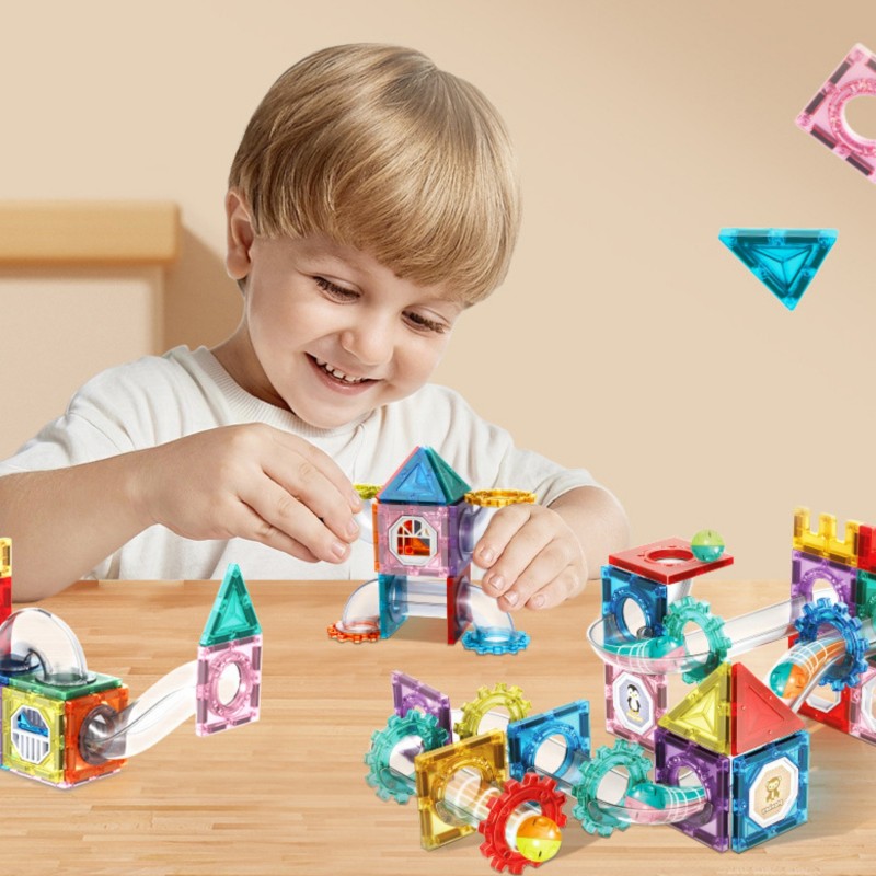 WOOPIE Klocki Magnetyczne Konstrukcyjne 3D Zestaw Edukacyjny Tor Kulkowy Kulodrom 126el.el.