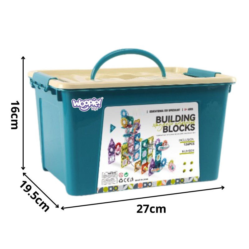 WOOPIE Klocki Magnetyczne Konstrukcyjne 3D Zestaw Edukacyjny Tor Kulkowy Kulodrom 126el.el.