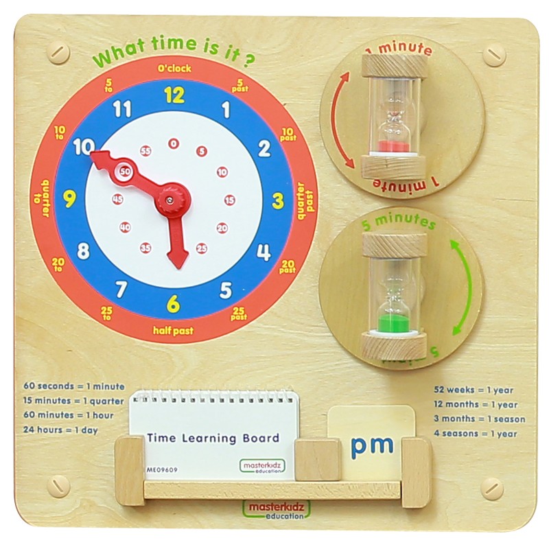 MASTERKIDZ Edukačná tabuľa Učenie hodín | Montessori hodiny s presýpacími hodinami