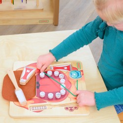 MASTERKIDZ Edukačná tabuľa Umývanie zúbkov | Drevený Montessori psík na nácvik hygieny