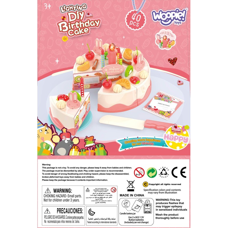 WOOPIE Tort Urodzinowy do Krojenia na Rzepy Świeczki Owoce 40 el.