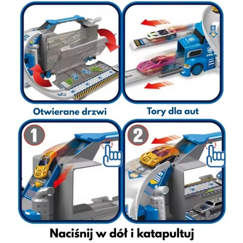 WOOPIE Ciężarówka Policyjna 2w1Transporter Tor Samochodowy