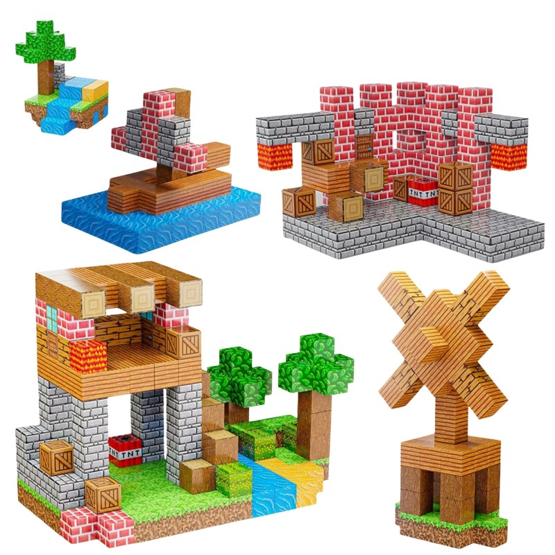 WOOPIE Magnetické Skladačky 3D Kocky - Vzdelávacia Sada 63 Dielov