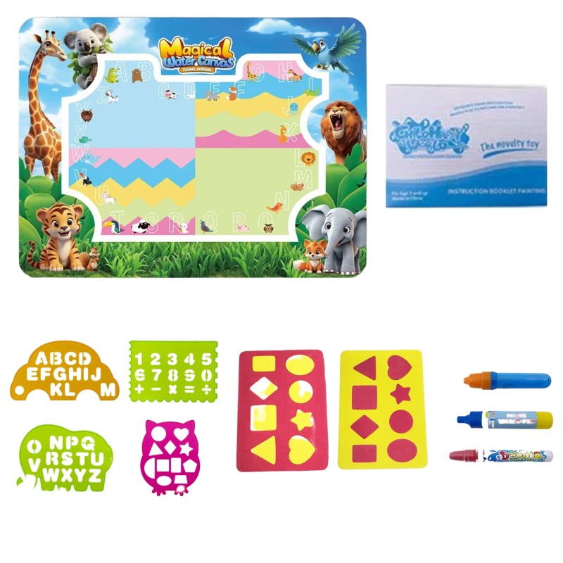 WOOPIE Podložka na Maľovanie Vodou - Safari Písmená a Čísla