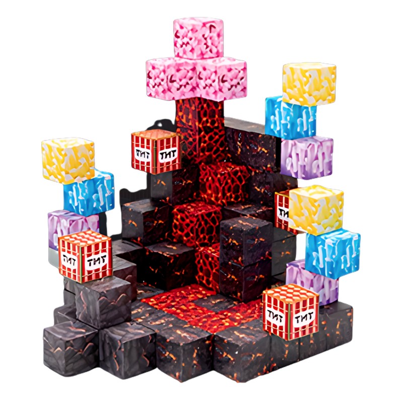WOOPIE Magnetické pixelové kocky v štýle Minecraft | Kreatívna stavebnica 74 ks