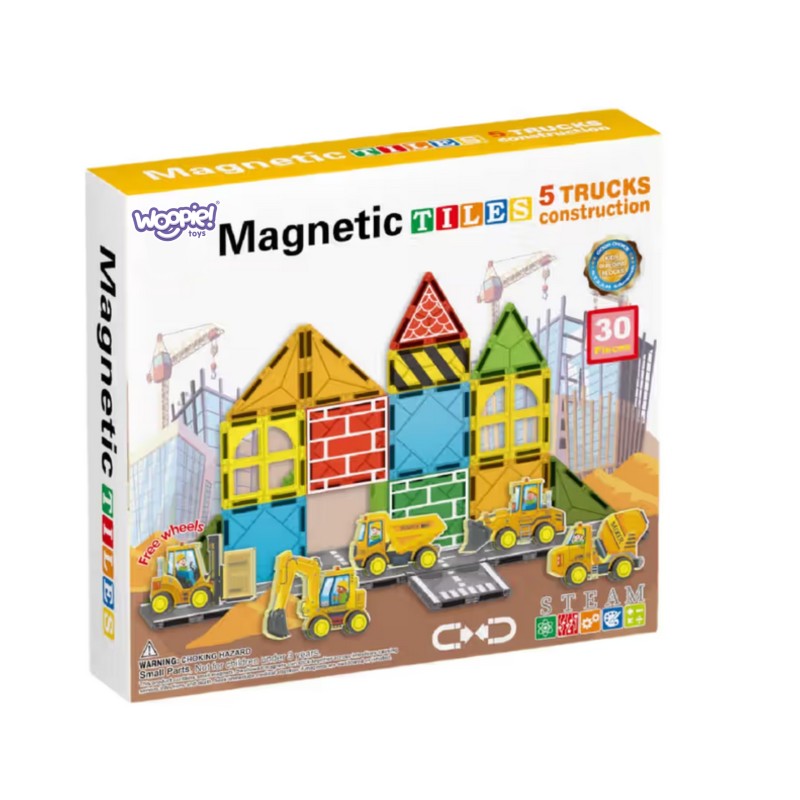 Woopie Magnetická Stavebnica - Stavebné Vozidlá