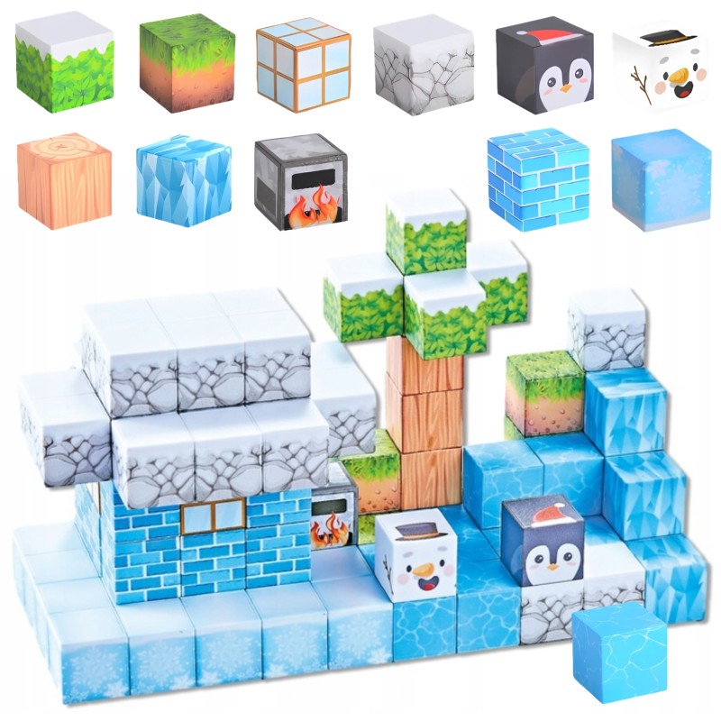 WOOPIE Magnetické Skladačky 3D Kocky - Zimný Svet Kociek
