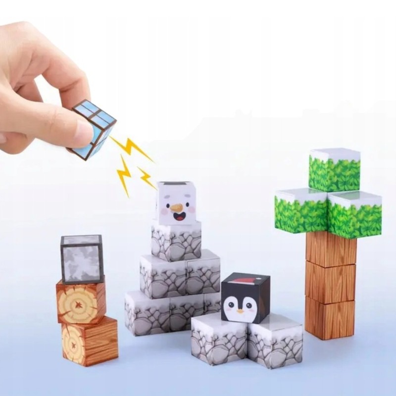 WOOPIE Magnetické Skladačky 3D Kocky - Zimný Svet Kociek