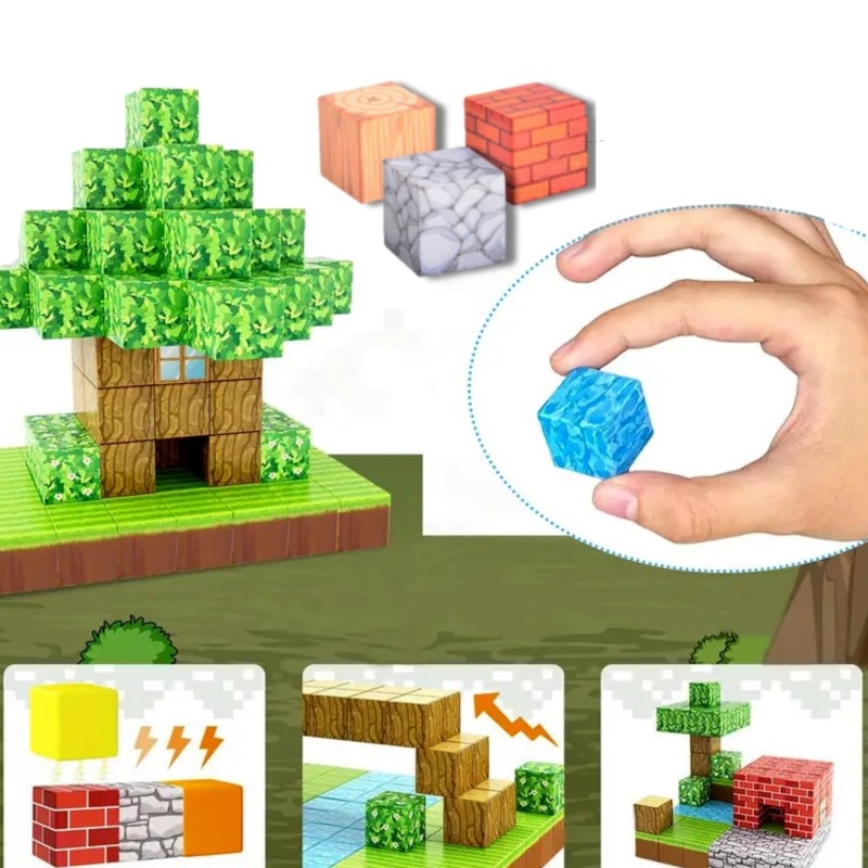 WOOPIE Magnetické pixelové kocky | Kreatívna stavebnica Svet prírody 108 ks