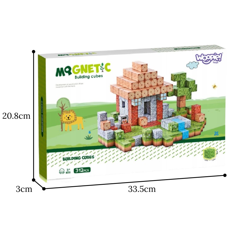 WOOPIE Magnetické pixelové kocky | Kreatívna stavebnica Svet prírody 108 ks