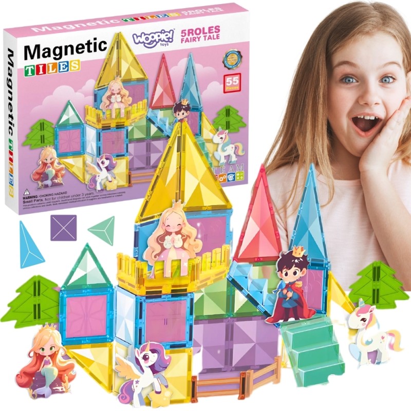 WOOPIE Magnetická Stavebnica 3D Rozprávkový Zámok 55ks.