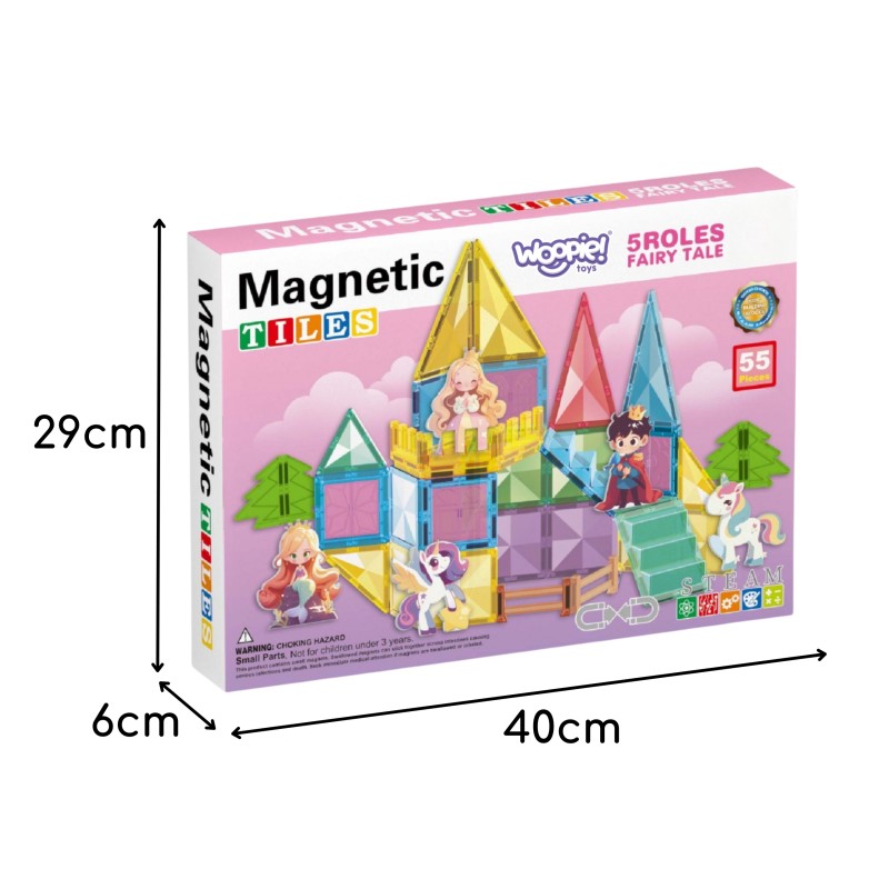 WOOPIE Magnetická Stavebnica 3D Rozprávkový Zámok 55ks.