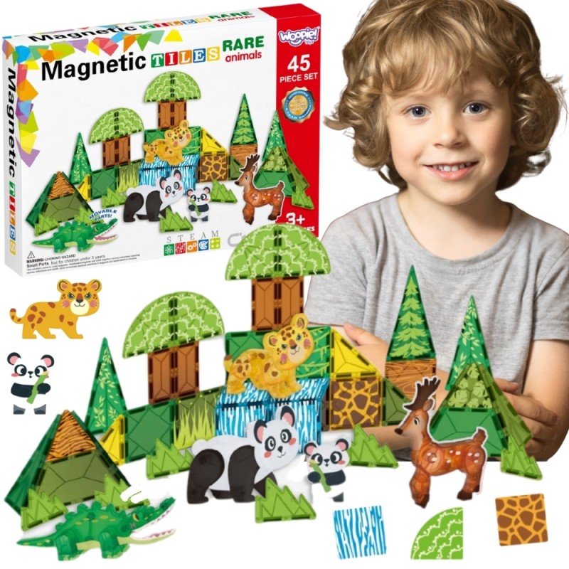 WOOPIE Magnetická 3D Stavebnica - Zvieratá 45ks.