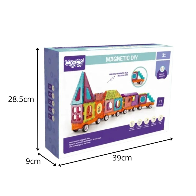 WOOPIE Magnetická 3D Stavebnica Vláčik 71ks.