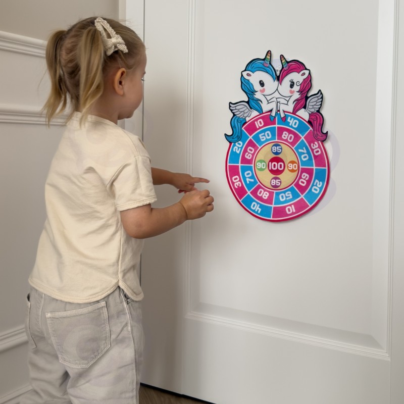 WOOPIE Pištoľ Jednorožec a terč | Sada 2v1 s loptičkami na suchý zips