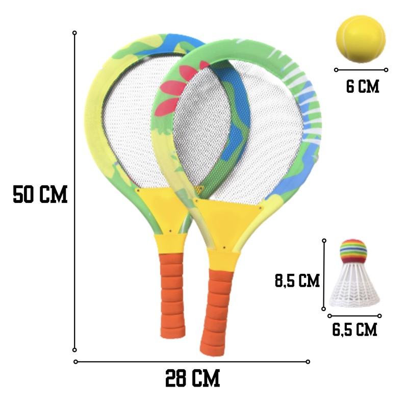 WOOPIE Detský bedmintonový set | Veľké a ľahké penové rakety 2v1