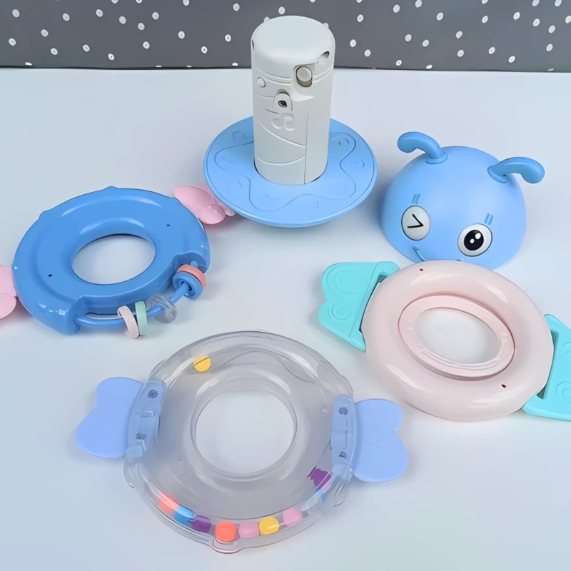 Woopie Baby Hojdací Vstávačik Včielka 5v1 | Skladacia veža so zvukmi, hrkálka a hryzadlo